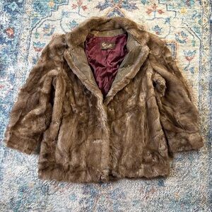 Vintage Sears Tissave Pile Faux Fur Jacket Large